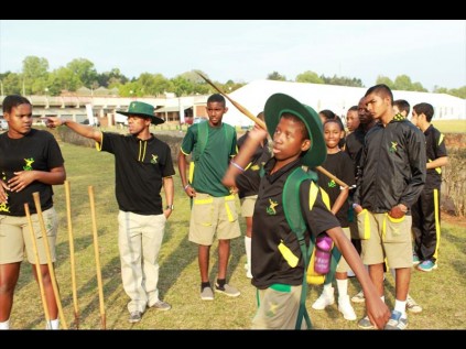 Zululand youngsters practice their spear throwing