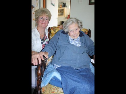 Secretary of the Leisure Garden’s Governing Body June Tennent with 86-year-old resident at the centre Sheila Cooper