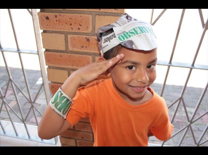 'Ahoy me mateys'.Yusuf Badat looked cool in his hat and ar band made with the Zululand Observer newspaper