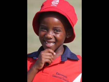 Empangeni Christian School pupil Nondumiso Mgabi struck a pose while fielding in the sun