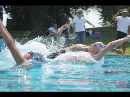 And they're off - the boys 50m backstroke race got off to a flyer