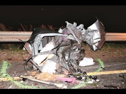 The rear section of the Toyota Camry ended up 30 metres from the front of the car PHOTOS: Dave Savides