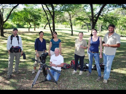 Wildlife Consultant David Bozas (far right) with BBC crew after filming at Thula Thula last week