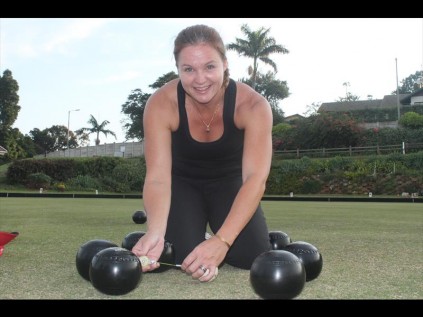 Shirley Carey measures the bowls from the Jack to make one hundred percent sure which team gets the vital points required after the end of the bowls competition played at the Empangeni Country Club on Friday afternoon PHOTOS: Richard Springorum