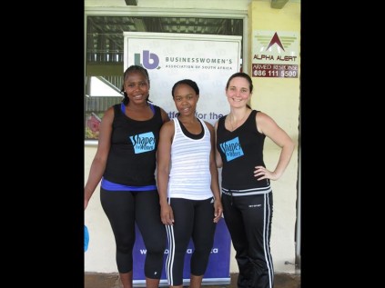 Rebecca Mthembu, Thandeka Ntombela and Candice Volschenk from Shapes for Women are geared up to start the dayPHOTO: Tracy Steenkamp