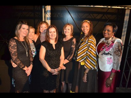 Tracy Coetzer with BWA Vice-Chairperson Chantal McNally, Ingrid Osborne, Melanie Stewart, keynote speaker Barbara Mommen, Liepollo Pheko and ZCCI President Judith Nzimande