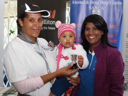 Youngest entrant, Baileigh Wynne and mom Rhoda with Sanca Director, Shireen Sahadev
