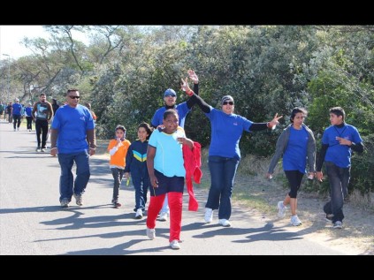 Walkers brave the elements along Naval Island
