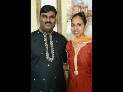 Sivananda World Peace Foundation member and Global Organisation for People of Indian Origin coordinator Ishwar Ramlutchman with Richards Bay Digital Art Undergraduate Yashna Balwarnth PHOTO: Duschanka Hitzeroth