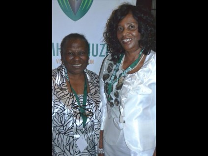 Pan-African Women’s Organisation General Secretary and Keynote Speaker on the day, Fatima Nahara with uMhlathuze Deputy Mayor Councillor Vera Gumbi