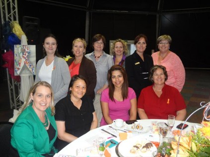 In fine spirits were (back) Taryn Christensen, Chantal McNally, Candy Staniland, Tracy Leslie, Tracy Steenkamp, Kerry Mayer; (front) Bernadine Faber, Sharon Meyer, Dr Smitha Abraham and Judy van Zyl