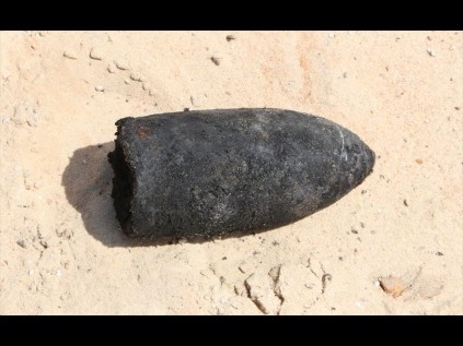 This 4.5kg bomb was among a number of items that had apparently been in a fire