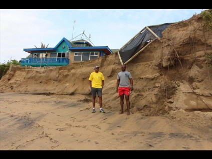 The extent of the erosion can clearly be seen by this section of fence that capitulated on Thursday