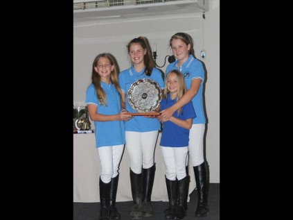 Jessica Johnson, Kelly Ervine, Olivia Johnson and Jamie Lee Reilly (all Grantleigh pupils) with the SANESA (South African National Equestrian Schools Association) trophy for the winning school in KZN group G