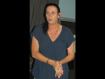 Richards Bay Criminal Law Attorney Yolanda Gielink addressing the Meerensee Police Forum (CPF) public meeting on Thursday   PHOTO: Mia Moorcroft