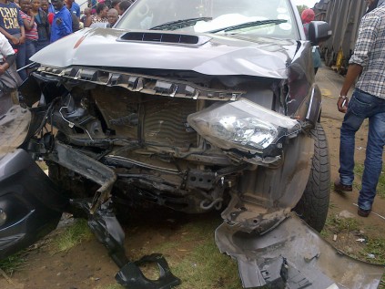 The wrecked Toyota Fortuner.