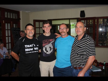 Dirk Spence, Alex Tullekin (captain), Eddie Smith, Dewald Tullekin and Heinrich Eksteen (absent) from Team ARS Plant Hire which tied for first place