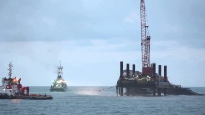 MV Smart bow towed out to sea