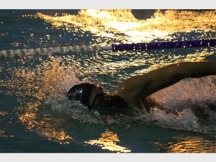 Burning the midnight oil, CJ Viljoen from Richards Bay High School piles on the metres