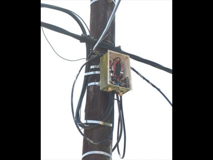 Cables and switches are exposed to the elements