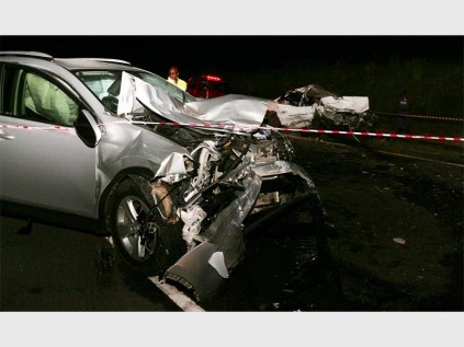 One person died and three were taken to hospital after a head-on collision between two cars on the N2 just south of the Empangeni off-ramp. The cause of the crash, which took place shortly before 8pm on Friday, is not known and the names of the deceased and injured were unavailable at the time of going to press PHOTO: DAVE SAVIDES
