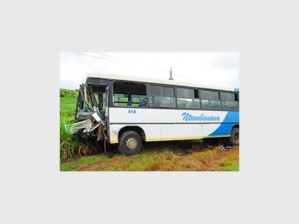 This photo shows how the bus impacted with the car PHOTO: Lesley Naudé