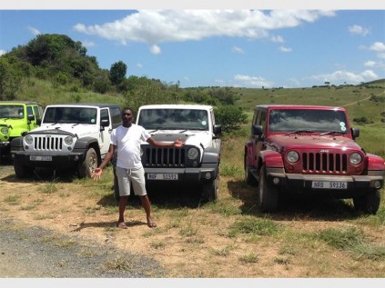 McCarthy Inyanga CJD Sales Manager, Mandla Malaza, gives his best 'Jeep pose' for the camera. Mandla says that the outing to Lake Eland was a good opportunity for novice Jeep drivers to see what their vehicles are capable of