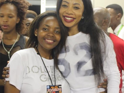 Richtech Umfolozi Media Liaison Officer Nothando Ndlovu with Afro Soul singer Kelly Khumalo.