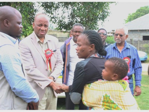 Nkandla Mayor Thamsanqa Ntuli visited fire victim Nompumelelo Nyandeni in eSikhaleni on Tuesday PHOTO: WELLINGTON MAKWAKWA