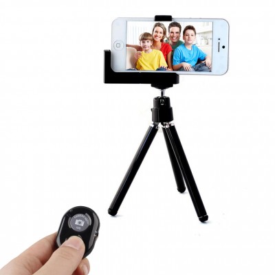 Bluetooth-Shutter-Remote-Control-Camera-with-Universal-Tripod-Phone-Holder-for-Iphone-4-4S-5-5S