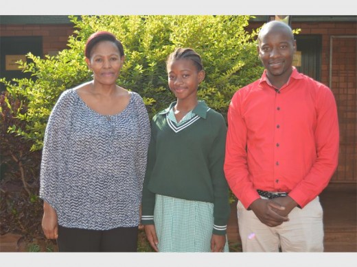 Ayanda Cele with her school principal Musa Mpungose and teacher Mr Mdluli