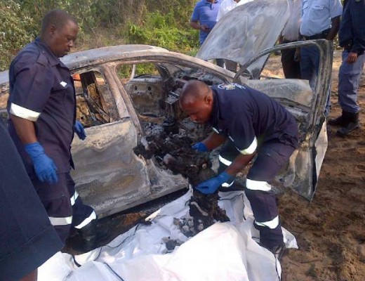 Officials attending to the scene earlier today.