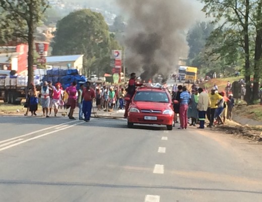 The protest spilled onto Main Road in Melmoth. Photo - supplied