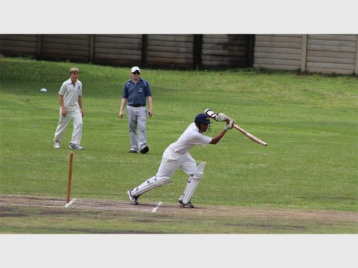 Felixton College's Dylan Palavar drives one down the ground during the U15 game