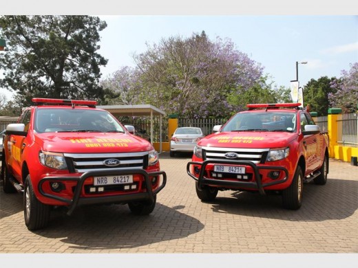 The two new emergency fire trucks ready for action