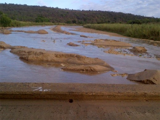 Prayers are answered and the fast-flowing Black Umfolozi river is a wonderful sight