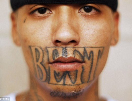 An imprisoned member of street gang Mara 18 at the Izalco prison, in San Salvador in May 2013. Drugs trafficking and street gangs are blamed for the high levels of violence in Latin America