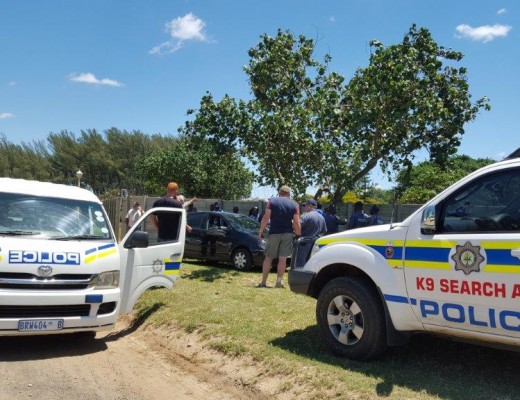 Police at the scene where they apprehended the suspects