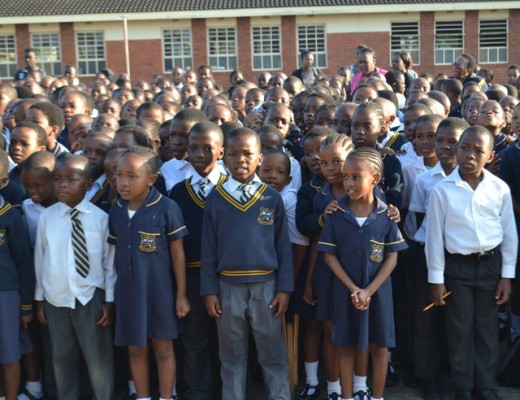 Ilembe Primary School pupilswelcomed Dr F Khambule