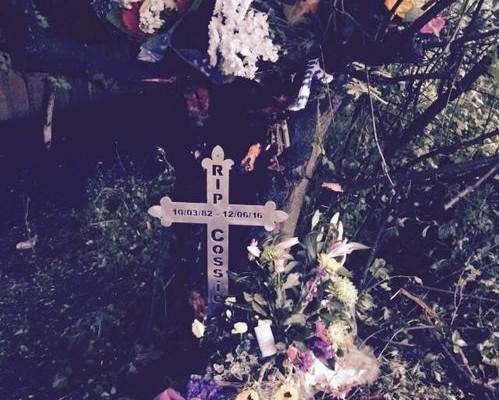 South African friends of Costa living in the UK placed flowers and a cross at the crash scene