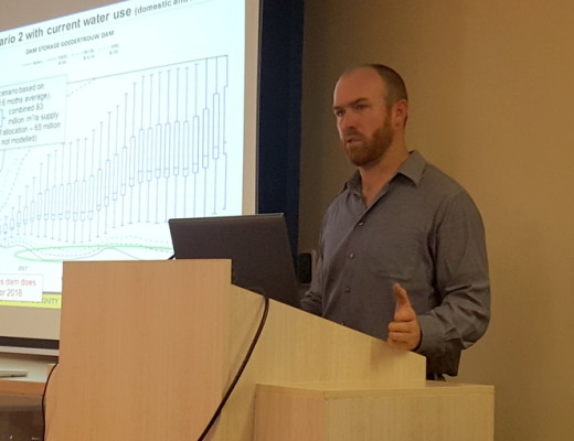 Aecom consultant Jonathan Schroder presenting current water usage figures at the Annual Systems Operation Forum on Tuesday