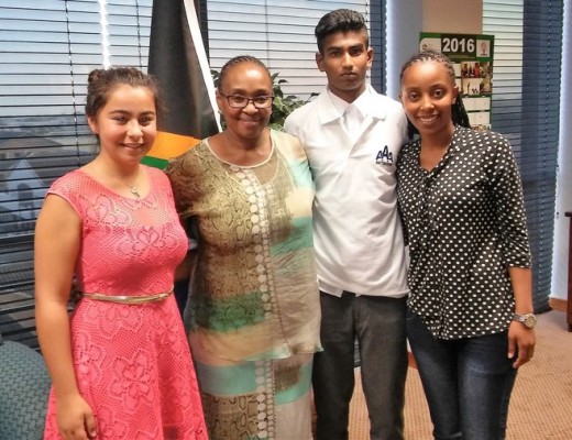 AIDe African Angels Network members Jesicca Ribeiro, Xander Paton and Anele Ngwenya with KZN First Lady, Cllr Thembeka Mchunu (second left)