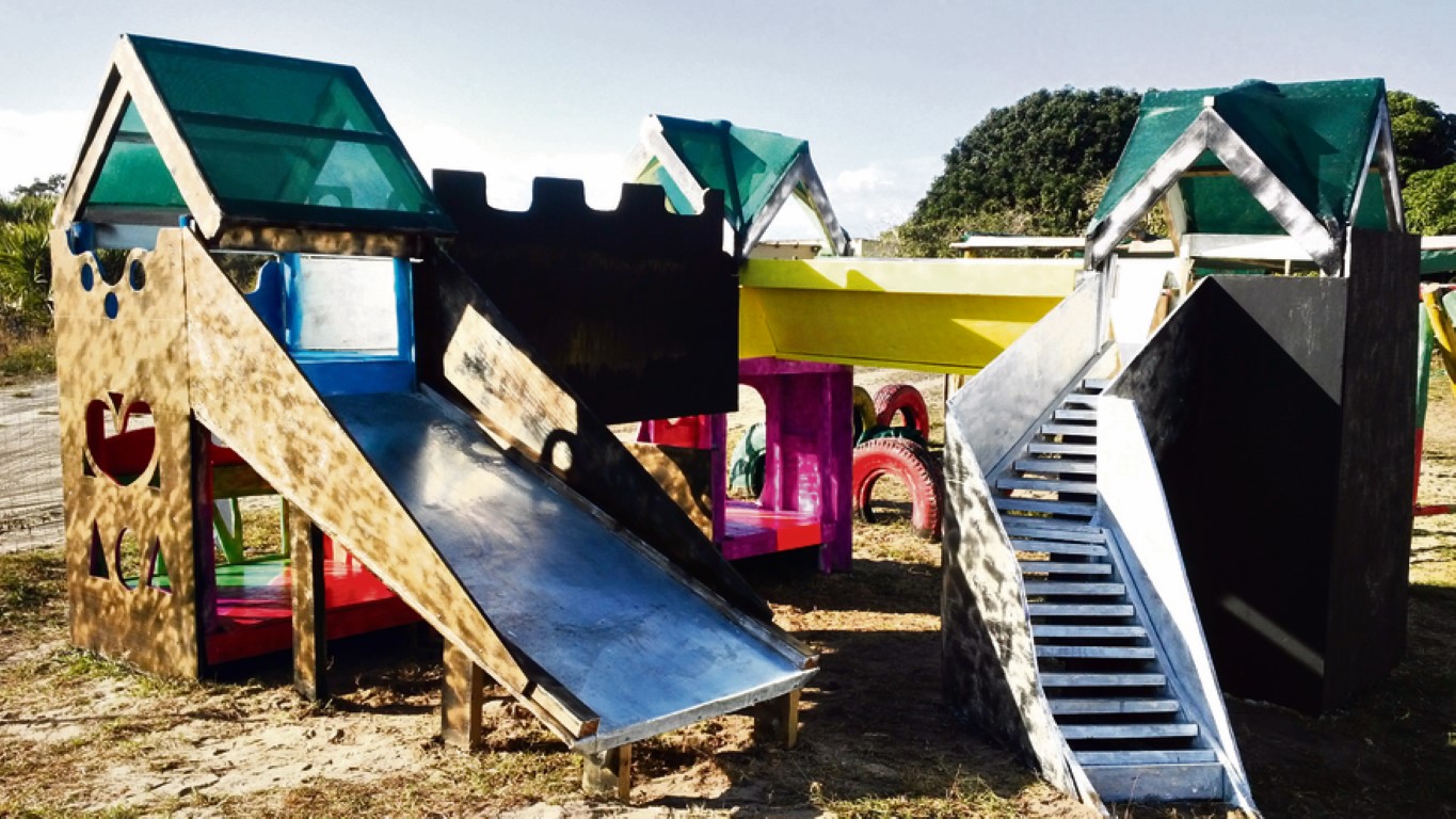 The state-of-the-art jungle gym built for the Newborn Childcare Centre's boys and girls by Mbazwana Buildit