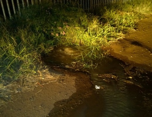 Despite the strict water restrictions, water was observed bubbling out of a burst pipe at the Hluhluwe police station