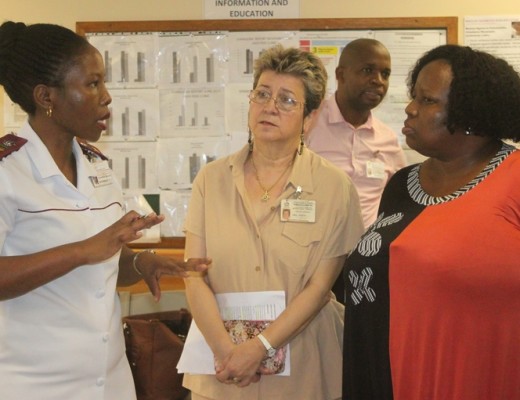 High Risk Clinic operations manager Sr Buhle Ngxongo and Dr Ileana Popa brief Mayor Mkhulisi about the hospital's facilities