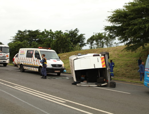 Seven people were injured after a car and this bus collided on the N2 near Bridge B
