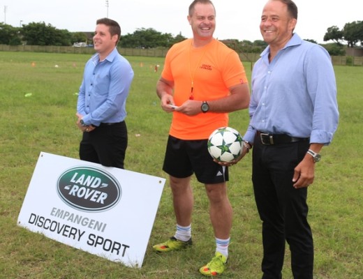 Crusaders FC Chairman Leonard Andrews thanked Chris Whittker and Wayne Ritchie for the super donation from Ritchie Auto Empangeni